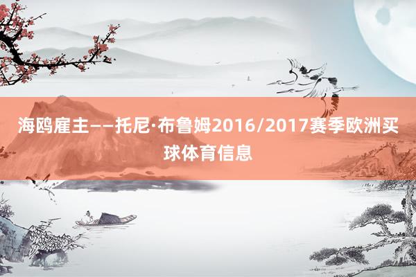 海鸥雇主——托尼·布鲁姆2016/2017赛季欧洲买球体育信息